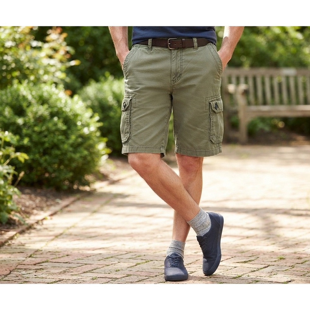 Urban Pipeline Mens Olive Green Cargo Shorts Size 34 Cotton Utility Casual